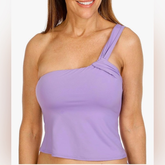 Vince Camuto Lavender One-Shoulder Tank Top - Picture 4 of 5